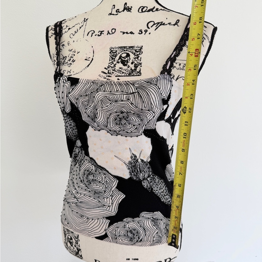 Alberto Makali Monochrome Floral Open Cardigan &‎ Tank Top Set Sz M Romantic - Picture 13 of 16